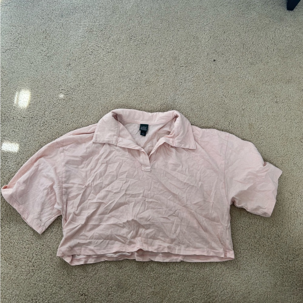 Light Pink Cropped Collared Shirt